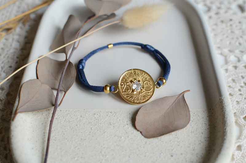 Bracelet Fraternité 25 cts Etoilé cordon